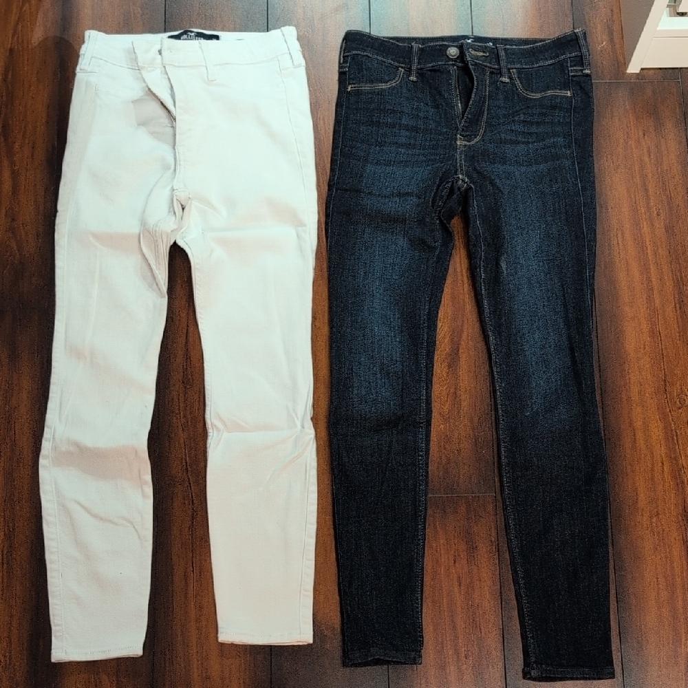 Hollister High Rise Jean Leggings White & Dark Blue Size 1S